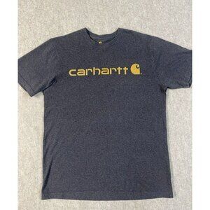 Carhartt Short Sleeve T Shirt Mens Medium Gray Original Fit Yellow Logo Casual‎